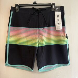 Hurley Black and Blue Board Shorts with Modern Cut